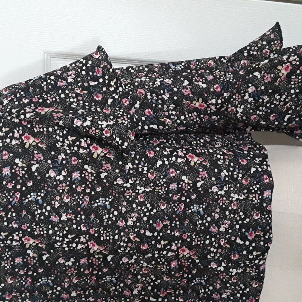 Forever 21 ditzy floral ruffle sleeve elastic waist boho top sz M pretty blouse - Picture 8 of 14
